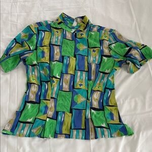 Harper Blue and Green Patterned Blouse